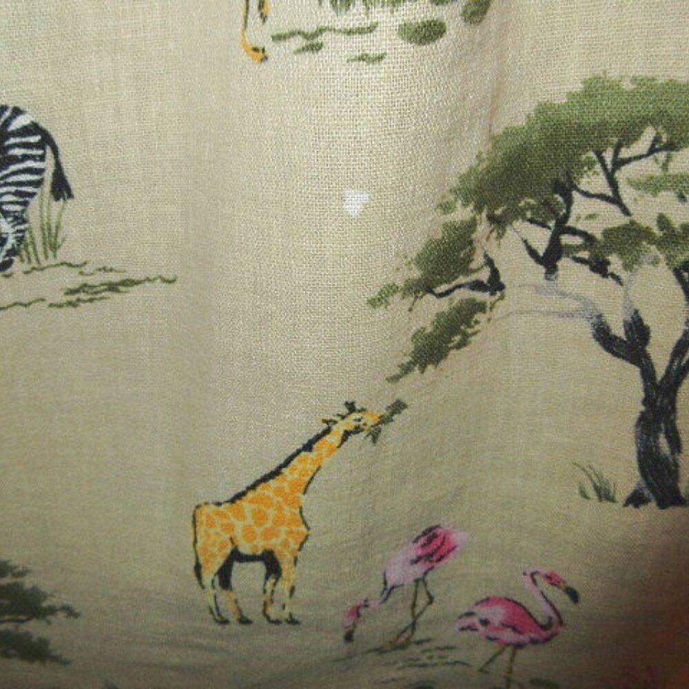 Old Navy Shirt Dress Size XXL Linen Blend Midi Smocked Sleeveless Safari Animals - Picture 7 of 9